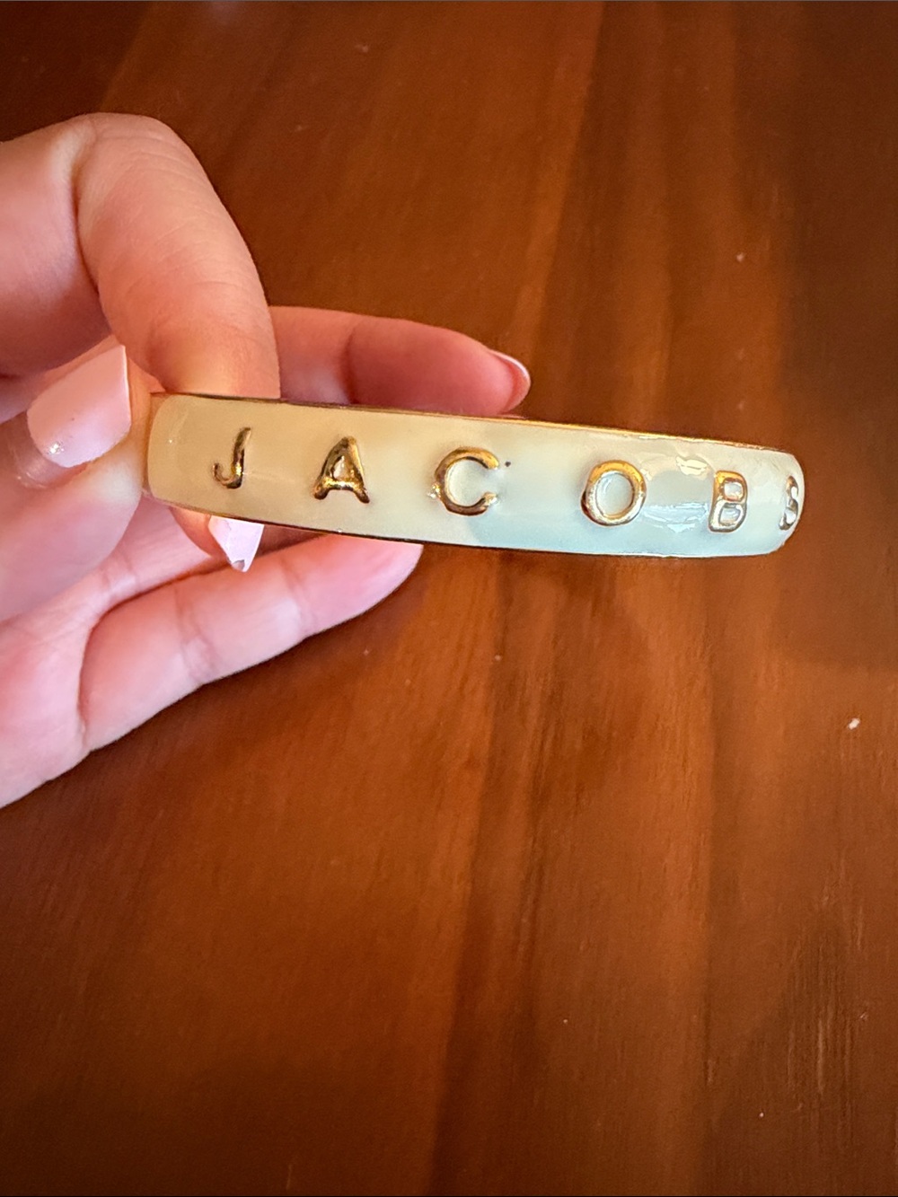 Marc Jacobs Mint Enamel Logo Bangle with Gold Accents